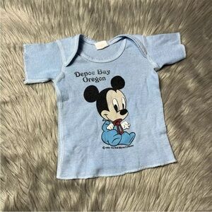 Vintage 80s Disney Baby Blue Depoe Bay Oregon Mickey Mouse Shirt